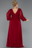 Burgundy Long Chiffon Oversized Evening Dress ABU1988
