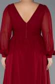 Burgundy Long Chiffon Oversized Evening Dress ABU1988