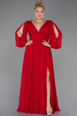 Long Red Chiffon Oversized Evening Dress ABU1988