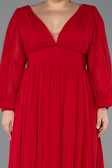 Long Red Chiffon Oversized Evening Dress ABU1988