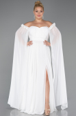 Long White Chiffon Plus Size Evening Dress ABU3464