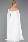 Long White Chiffon Plus Size Evening Dress ABU3464