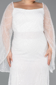 White Long Beaded Plus Size Evening Gown ABU5067