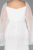White Long Beaded Plus Size Evening Gown ABU5067
