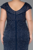 Long Navy Blue Stony Plus Size Evening Dress ABU5439
