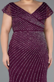 Long Plum Stony Plus Size Evening Dress ABU5439