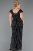 Long Black Stony Plus Size Evening Dress ABU5439