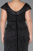 Long Black Stony Plus Size Evening Dress ABU5439