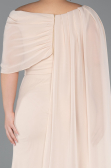 Long Beige Chiffon Plus Size Evening Dress ABU5419