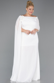 Long White Chiffon Plus Size Evening Dress ABU5419