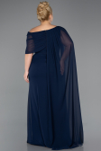 Long Navy Blue Chiffon Plus Size Evening Dress ABU5419