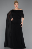 Long Black Chiffon Plus Size Evening Dress ABU5419
