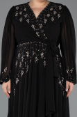 Long Black Chiffon Plus Size Evening Gown ABU5360