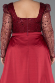 Burgundy Long Beaded Plus Size Engagement Dress ABU4761
