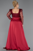 Burgundy Long Beaded Plus Size Engagement Dress ABU4761