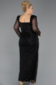 Long Black Beaded Plus Size Evening Dress ABU5433