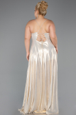 Long Gold Plus Size Prom Dress ABU5357