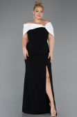 Black-White Long Plus Size Evening Gown ABU3945