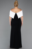 Black-White Long Plus Size Evening Gown ABU3945