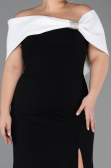Black-White Long Plus Size Evening Gown ABU3945