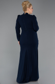 Long Navy Blue Plus Size Hijab Dress ABU5395