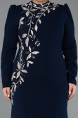 Long Navy Blue Plus Size Hijab Dress ABU5395