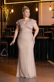 Long Beige Stony Plus Size Evening Dress ABU5439