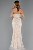 Long Beige Beaded Evening Dress ABU5477