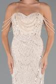 Long Beige Beaded Evening Dress ABU5477