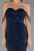 Long Navy Blue Beaded Evening Dress ABU5477