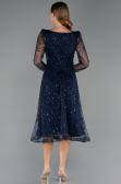 Midi Navy Blue Beaded Cocktail Dress ABK2469