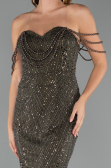 Long Olive Drab Beaded Evening Dress ABU5477