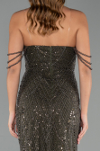 Long Olive Drab Beaded Evening Dress ABU5477