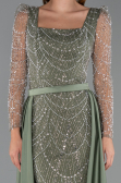 Olive Drab Long Beaded Plus Size Engagement Dress ABU4761