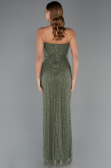 Long Olive Drab Beaded Evening Dress ABU5483