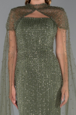 Long Olive Drab Beaded Evening Dress ABU5483