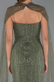 Long Olive Drab Beaded Evening Dress ABU5483