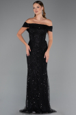 Long Black Beaded Evening Dress ABU5492