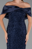 Midi Navy Blue Beaded Party Dress ABK2461