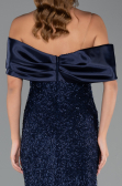 Midi Navy Blue Beaded Party Dress ABK2461