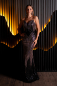 Black Long Scaly Mermaid Prom Dress ABU5112