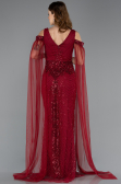 Long Burgundy Beaded Evening Dress ABU5497