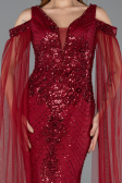 Long Burgundy Beaded Evening Dress ABU5497