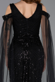 Long Black Beaded Evening Dress ABU5497