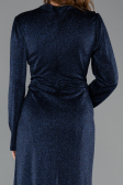Long Navy Blue Plus Size Hijab Dress ABU5502