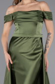 Long Olive Drab Satin Evening Dress ABU5507