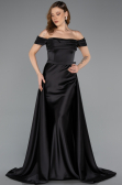 Long Black Satin Evening Dress ABU5507
