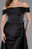 Long Black Satin Evening Dress ABU5507