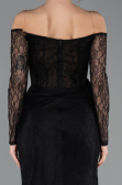 Long Black Dantelle Evening Dress ABU5509