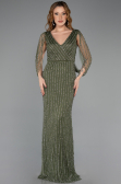 Long Olive Drab Stony Evening Dress ABU5475